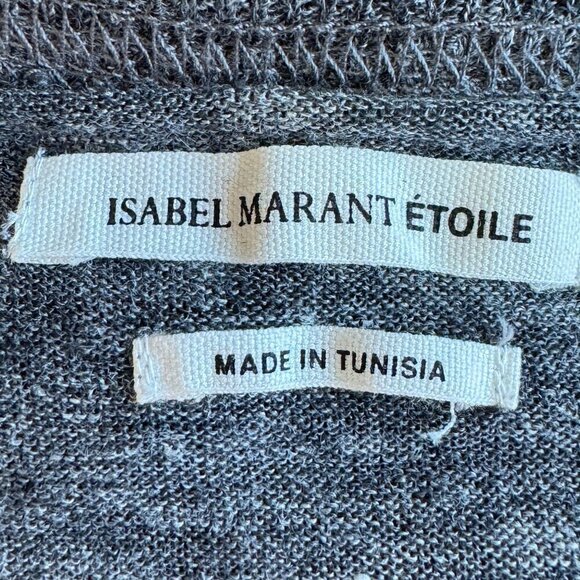 Isabel Marant Etoile Linen Jumper Sweater Marled Grey Drop Shoulder Side Tie Med - Picture 5 of 7